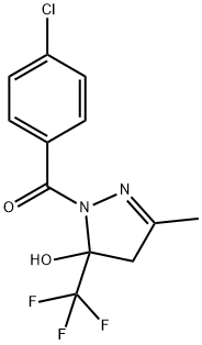 1-(4-chlorobenzoyl)-3-methyl-5-(trifluoromethyl)-4,5-dihydro-1H-pyrazol-5-ol Struktur