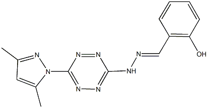 2-hydroxybenzaldehyde [6-(3,5-dimethyl-1H-pyrazol-1-yl)-1,2,4,5-tetraazin-3-yl]hydrazone Struktur