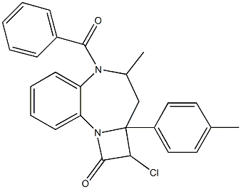 5-benzoyl-2-chloro-4-methyl-2a-(4-methylphenyl)-2a,3,4,5-tetrahydroazeto[1,2-a][1,5]benzodiazepin-1(2H)-one Struktur