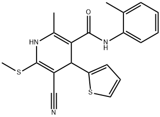 5-cyano-2-methyl-N-(2-methylphenyl)-6-(methylsulfanyl)-4-(2-thienyl)-1,4-dihydro-3-pyridinecarboxamide Struktur