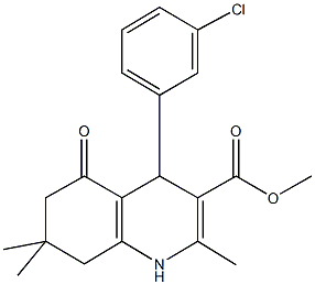 methyl 4-(3-chlorophenyl)-2,7,7-trimethyl-5-oxo-1,4,5,6,7,8-hexahydroquinoline-3-carboxylate Struktur