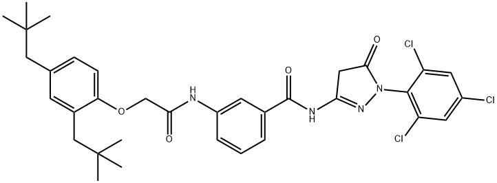 3-{[(2,4-dineopentylphenoxy)acetyl]amino}-N-[5-oxo-1-(2,4,6-trichlorophenyl)-4,5-dihydro-1H-pyrazol-3-yl]benzamide Struktur