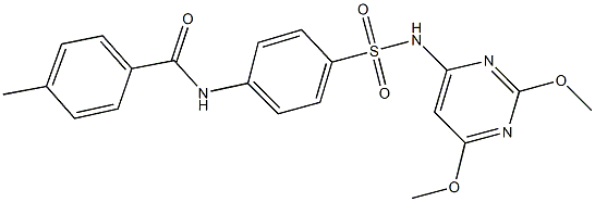 N-(4-{[(2,6-dimethoxy-4-pyrimidinyl)amino]sulfonyl}phenyl)-4-methylbenzamide Struktur