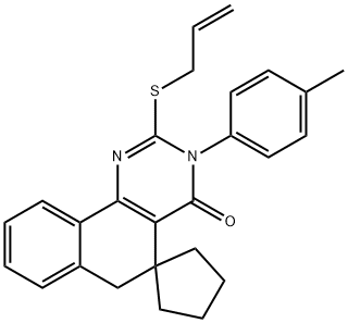 2-(allylsulfanyl)-3-(4-methylphenyl)-5,6-dihydrospiro[benzo[h]quinazoline-5,1'-cyclopentane]-4(3H)-one Struktur