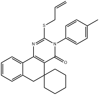 2-(allylsulfanyl)-3-(4-methylphenyl)-5,6-dihydro-4(3H)-oxospiro(benzo[h]quinazoline-5,1'-cyclohexane) Struktur