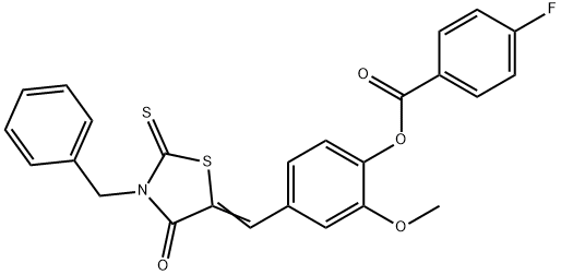 4-[(3-benzyl-4-oxo-2-thioxo-1,3-thiazolidin-5-ylidene)methyl]-2-methoxyphenyl 4-fluorobenzoate Struktur