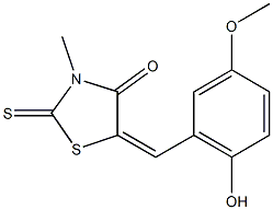 5-(2-hydroxy-5-methoxybenzylidene)-3-methyl-2-thioxo-1,3-thiazolidin-4-one Struktur