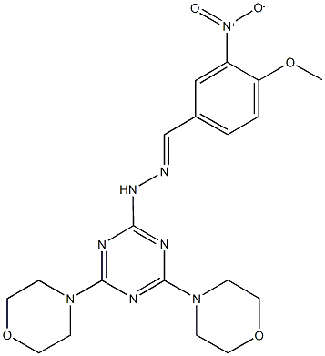 3-nitro-4-methoxybenzaldehyde [4,6-di(4-morpholinyl)-1,3,5-triazin-2-yl]hydrazone Struktur