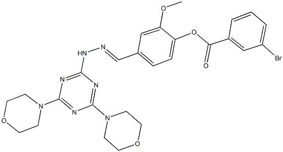 4-{2-[4,6-di(4-morpholinyl)-1,3,5-triazin-2-yl]carbohydrazonoyl}-2-methoxyphenyl 3-bromobenzoate Struktur