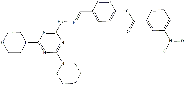 4-{2-[4,6-di(4-morpholinyl)-1,3,5-triazin-2-yl]carbohydrazonoyl}phenyl 3-nitrobenzoate Struktur