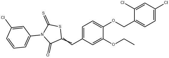 3-(3-chlorophenyl)-5-{4-[(2,4-dichlorobenzyl)oxy]-3-ethoxybenzylidene}-2-thioxo-1,3-thiazolidin-4-one Struktur