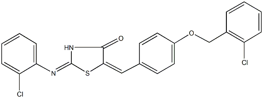 5-{4-[(2-chlorobenzyl)oxy]benzylidene}-2-[(2-chlorophenyl)imino]-1,3-thiazolidin-4-one Struktur