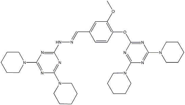 4-{[4,6-di(1-piperidinyl)-1,3,5-triazin-2-yl]oxy}-3-methoxybenzaldehyde [4,6-di(1-piperidinyl)-1,3,5-triazin-2-yl]hydrazone Struktur