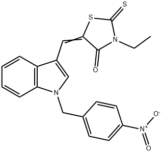 3-ethyl-5-[(1-{4-nitrobenzyl}-1H-indol-3-yl)methylene]-2-thioxo-1,3-thiazolidin-4-one Struktur