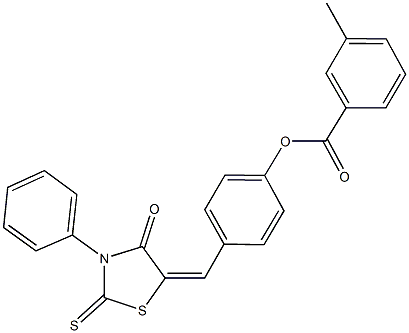 4-[(4-oxo-3-phenyl-2-thioxo-1,3-thiazolidin-5-ylidene)methyl]phenyl 3-methylbenzoate Struktur