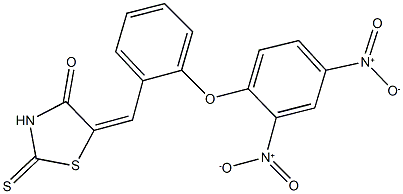 5-(2-{2,4-bisnitrophenoxy}benzylidene)-2-thioxo-1,3-thiazolidin-4-one Struktur