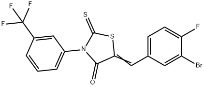 5-(3-bromo-4-fluorobenzylidene)-2-thioxo-3-[3-(trifluoromethyl)phenyl]-1,3-thiazolidin-4-one Struktur