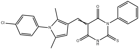 5-{[1-(4-chlorophenyl)-2,5-dimethyl-1H-pyrrol-3-yl]methylene}-1-phenyl-2-thioxodihydro-4,6(1H,5H)-pyrimidinedione Struktur