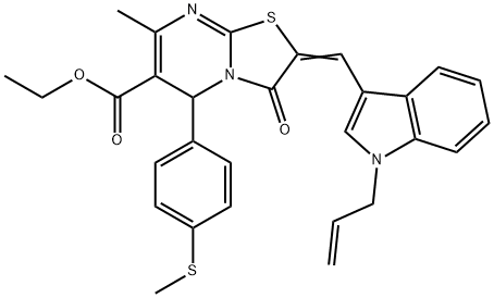 ethyl 2-[(1-allyl-1H-indol-3-yl)methylene]-7-methyl-5-[4-(methylsulfanyl)phenyl]-3-oxo-2,3-dihydro-5H-[1,3]thiazolo[3,2-a]pyrimidine-6-carboxylate Struktur