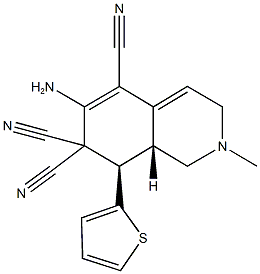 6-amino-2-methyl-8-(2-thienyl)-2,3,8,8a-tetrahydro-5,7,7(1H)-isoquinolinetricarbonitrile Struktur