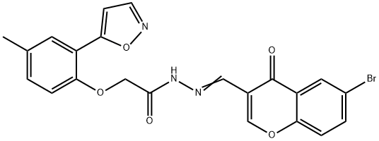 N'-[(6-bromo-4-oxo-4H-chromen-3-yl)methylene]-2-[2-(5-isoxazolyl)-4-methylphenoxy]acetohydrazide Struktur