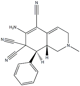 6-amino-2-methyl-8-phenyl-2,3,8,8a-tetrahydro-5,7,7(1H)-isoquinolinetricarbonitrile Struktur