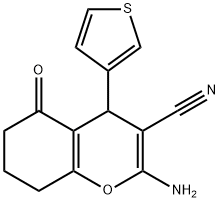 2-amino-5-oxo-4-(3-thienyl)-5,6,7,8-tetrahydro-4H-chromene-3-carbonitrile Struktur