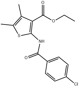 ethyl 2-[(4-chlorobenzoyl)amino]-4,5-dimethyl-3-thiophenecarboxylate Struktur