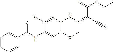 ethyl {[4-(benzoylamino)-5-chloro-2-methoxyphenyl]hydrazono}(cyano)acetate Struktur