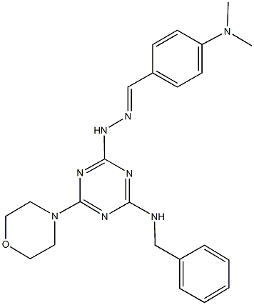 4-(dimethylamino)benzaldehyde [4-(benzylamino)-6-(4-morpholinyl)-1,3,5-triazin-2-yl]hydrazone Struktur