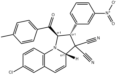 7-chloro-2-{3-nitrophenyl}-1-(4-methylbenzoyl)-1,2-dihydropyrrolo[1,2-a]quinoline-3,3(3aH)-dicarbonitrile Struktur