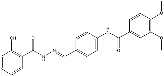 N-{4-[N-(2-hydroxybenzoyl)ethanehydrazonoyl]phenyl}-3,4-dimethoxybenzamide Struktur