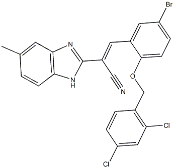 3-{5-bromo-2-[(2,4-dichlorobenzyl)oxy]phenyl}-2-(5-methyl-1H-benzimidazol-2-yl)acrylonitrile Struktur