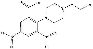 2-[4-(2-hydroxyethyl)-1-piperazinyl]-3,5-bisnitrobenzoic acid Struktur