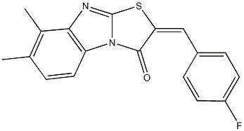 2-(4-fluorobenzylidene)-7,8-dimethyl[1,3]thiazolo[3,2-a]benzimidazol-3(2H)-one Struktur