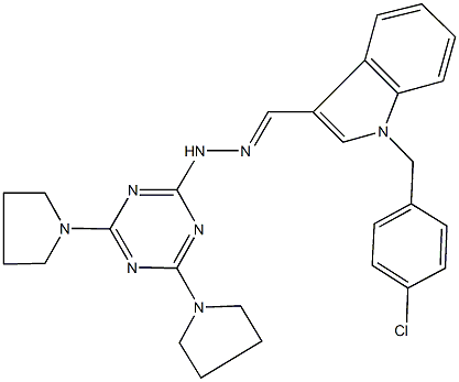 1-(4-chlorobenzyl)-1H-indole-3-carbaldehyde [4,6-di(1-pyrrolidinyl)-1,3,5-triazin-2-yl]hydrazone Struktur