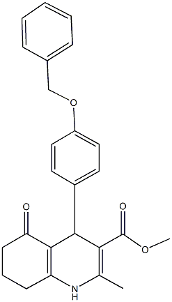 methyl 4-[4-(benzyloxy)phenyl]-2-methyl-5-oxo-1,4,5,6,7,8-hexahydro-3-quinolinecarboxylate Struktur