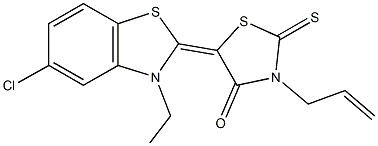 3-allyl-5-(5-chloro-3-ethyl-1,3-benzothiazol-2(3H)-ylidene)-2-thioxo-1,3-thiazolidin-4-one Struktur