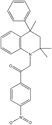 1-{4-nitrophenyl}-2-(2,2,4-trimethyl-4-phenyl-3,4-dihydro-1(2H)-quinolinyl)ethanone Struktur