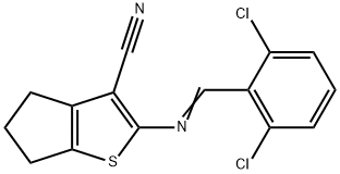 2-[(2,6-dichlorobenzylidene)amino]-5,6-dihydro-4H-cyclopenta[b]thiophene-3-carbonitrile Struktur