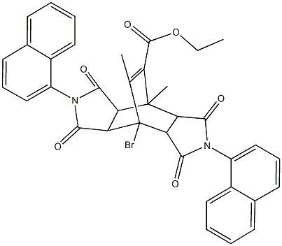 ethyl 7-bromo-1,14-dimethyl-4,10-di(1-naphthyl)-3,5,9,11-tetraoxo-4,10-diazatetracyclo[5.5.2.0~2,6~.0~8,12~]tetradec-13-ene-13-carboxylate Struktur