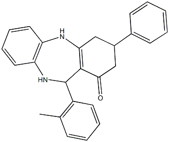 11-(2-methylphenyl)-3-phenyl-2,3,4,5,10,11-hexahydro-1H-dibenzo[b,e][1,4]diazepin-1-one Struktur