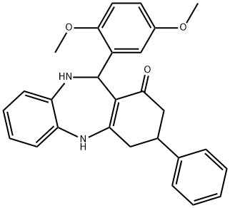 11-(2,5-dimethoxyphenyl)-3-phenyl-2,3,4,5,10,11-hexahydro-1H-dibenzo[b,e][1,4]diazepin-1-one Struktur