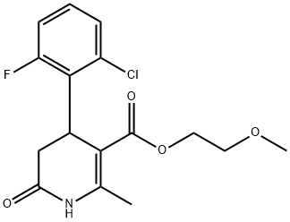 2-methoxyethyl 4-(2-chloro-6-fluorophenyl)-2-methyl-6-oxo-1,4,5,6-tetrahydro-3-pyridinecarboxylate Struktur