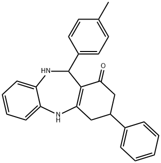 11-(4-methylphenyl)-3-phenyl-2,3,4,5,10,11-hexahydro-1H-dibenzo[b,e][1,4]diazepin-1-one Struktur