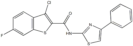 3-chloro-6-fluoro-N-(4-phenyl-1,3-thiazol-2-yl)-1-benzothiophene-2-carboxamide Struktur