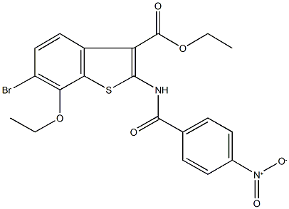 ethyl 6-bromo-7-ethoxy-2-({4-nitrobenzoyl}amino)-1-benzothiophene-3-carboxylate Struktur