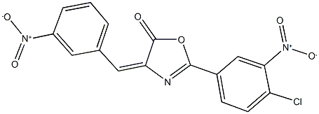 2-{4-chloro-3-nitrophenyl}-4-{3-nitrobenzylidene}-1,3-oxazol-5(4H)-one Struktur