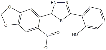 2-(5-{6-nitro-1,3-benzodioxol-5-yl}-4,5-dihydro-1,3,4-thiadiazol-2-yl)phenol Struktur