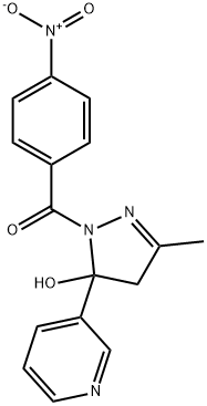 1-{4-nitrobenzoyl}-3-methyl-5-(3-pyridinyl)-4,5-dihydro-1H-pyrazol-5-ol Struktur